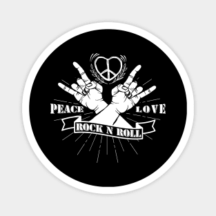 'Peace Love and Rock n Roll' Cool Rock n Roll Sixties Gift Magnet